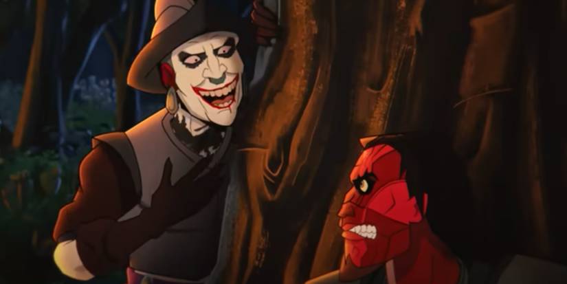 Yoka, a version of the Joker, and Hernan Cortes, resembling Two-Face, of Aztec Batman: Clash of Empires