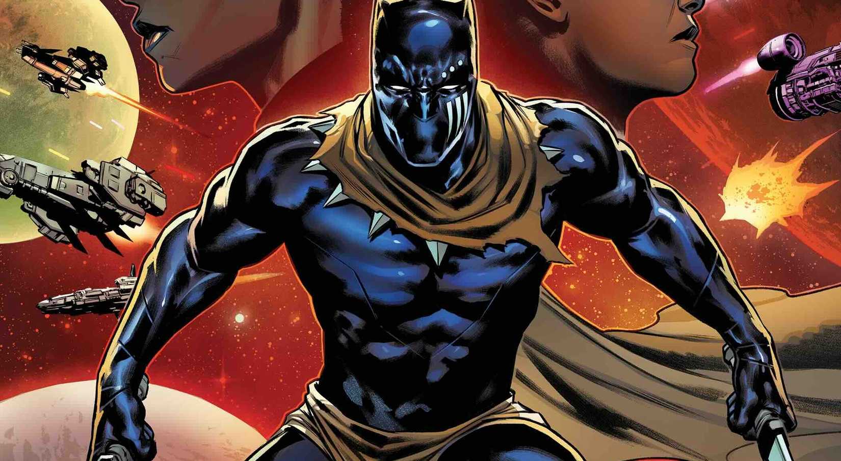Black Panther set against outer space