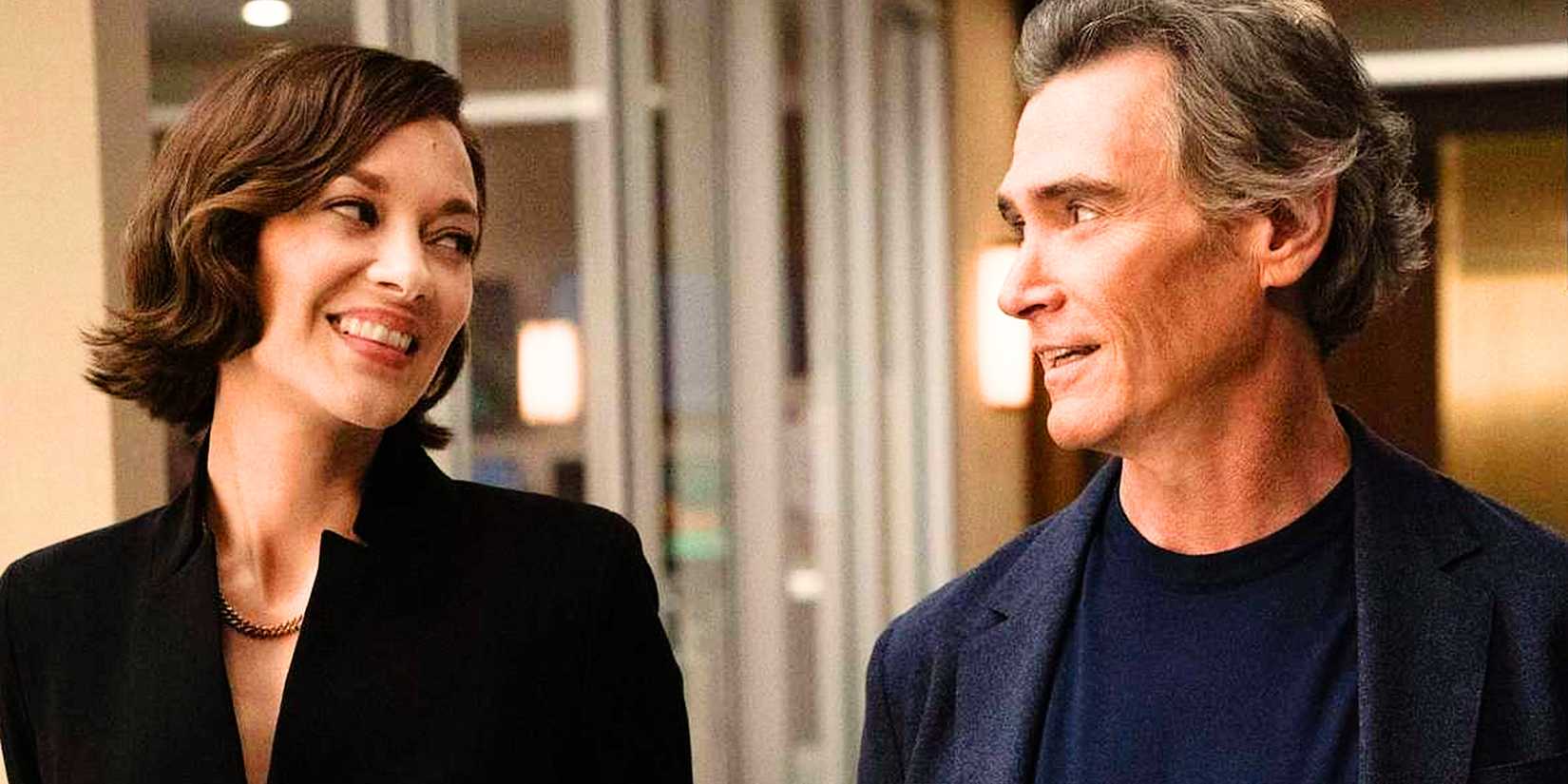 Celine Dumont and Cory Ellison walked in the corridor of the morning show