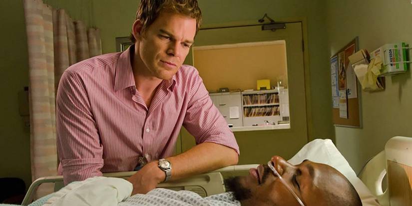 Dexter at Brother Sam's hospital bedside.