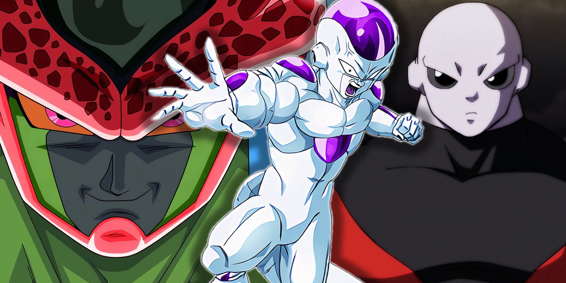 Dragon Ball anime collage featuring Frieza, Cell Max, Jiren