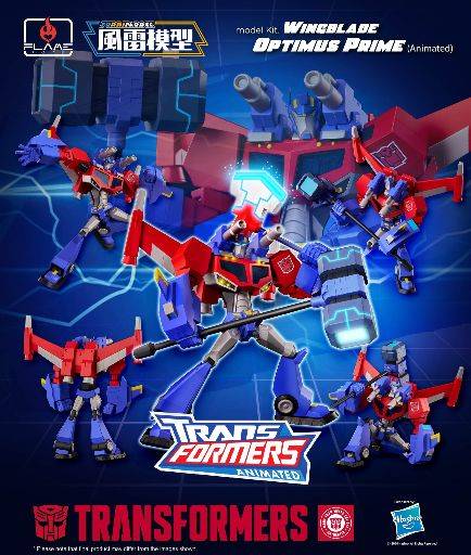 Aksesori dan senjata model kit Optimus Prime Wingblade Animasi dari Flame Toys' Furai Model Transformers.