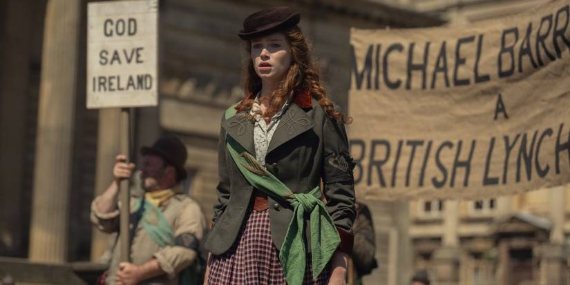 Ellen Cochrane spearheading a protest march in Dublin in House of Guinness.