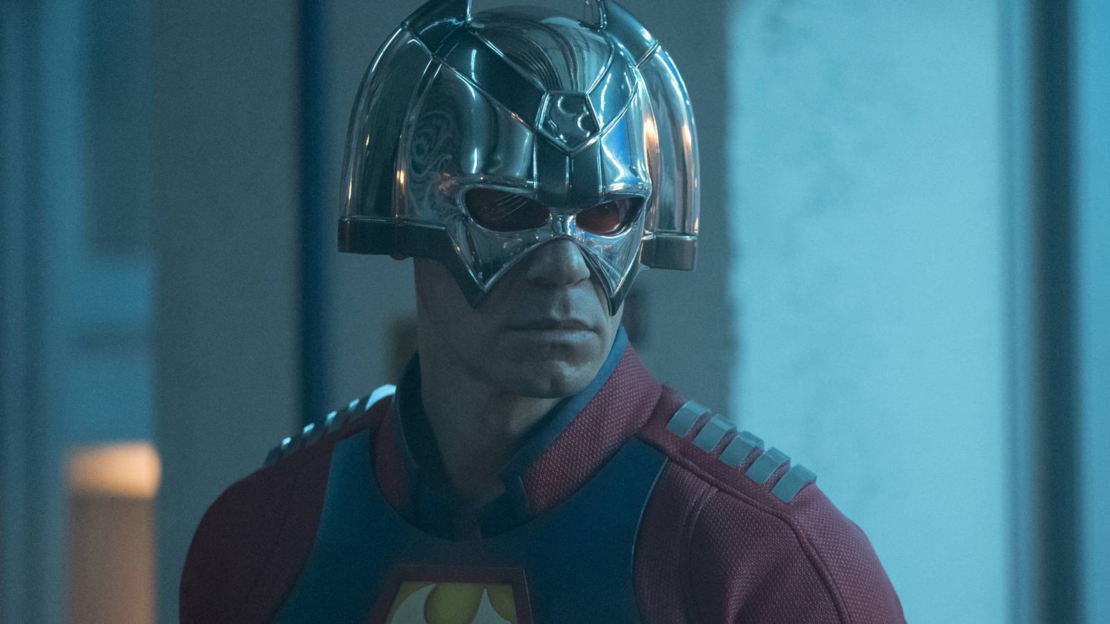 John Cena in costume from season one of Peacemaker