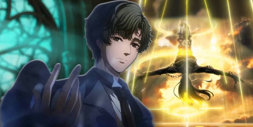 Klein Moretti stands in front of the True Creator in a Lord of Mysteries anime collage