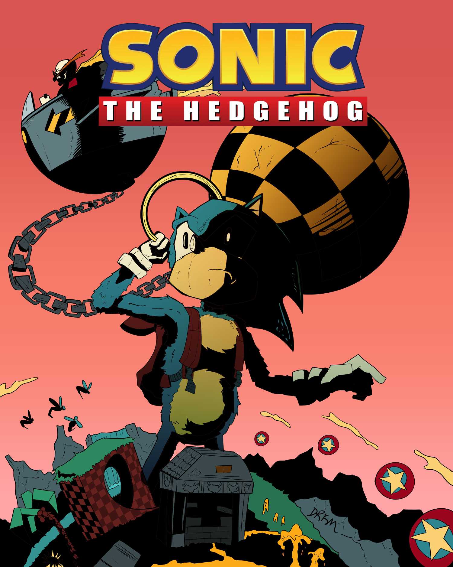 Sonic in the style of Mike Mignola