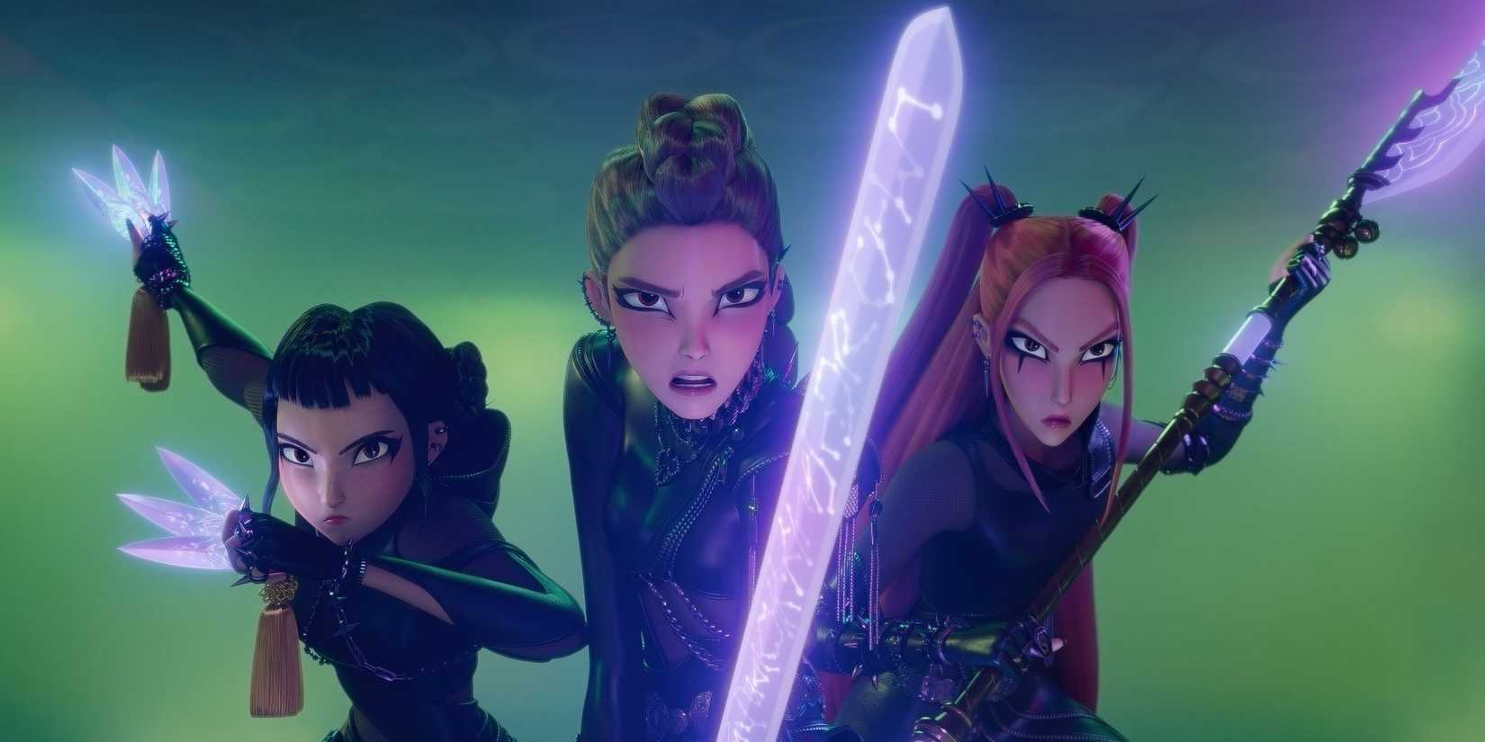 Rumi, Mira, Zoey wield their soul weapons in KPop Demon Hunters.