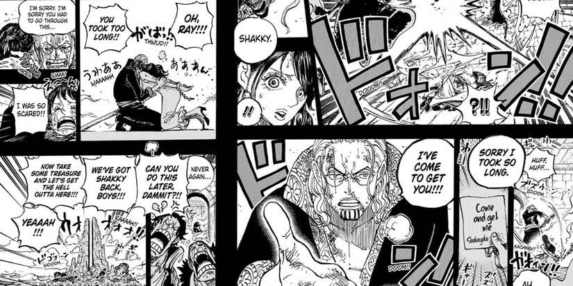 Silvers Rayleigh rescues Shakky from God Valley in One Piece Chapter 1161