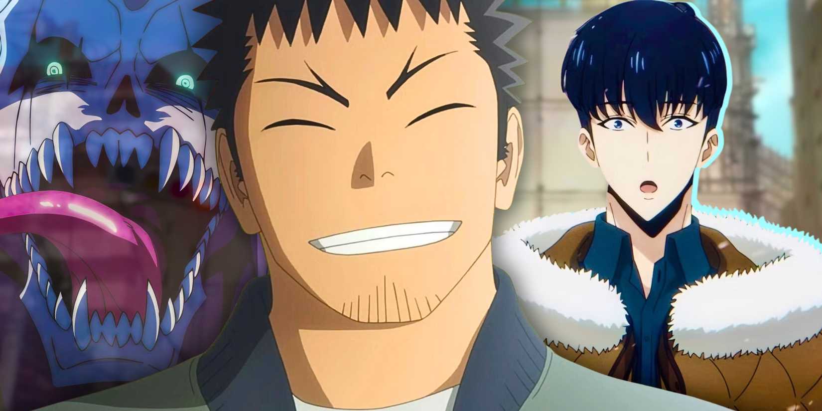 A collage featuring Kafka Hibino from Kaiju No.8 and Sung Jin-woo from Solo Leveling