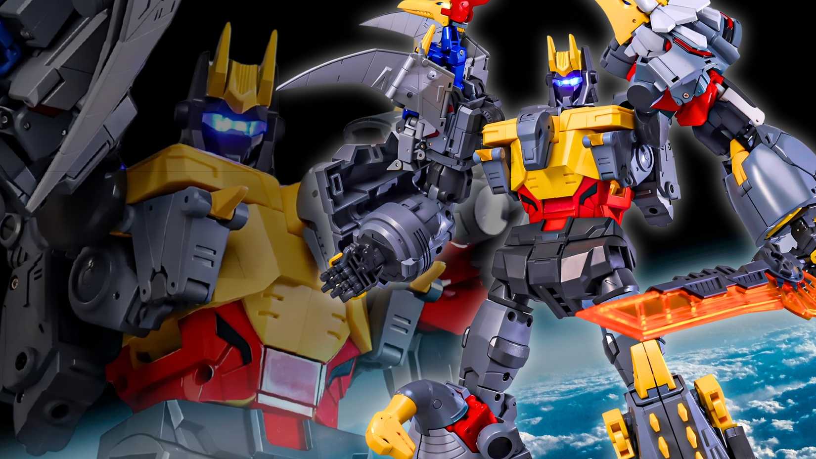 Images of Newage Toys' Transformers Dinobots Combiner Volcanicus, including Typhon.