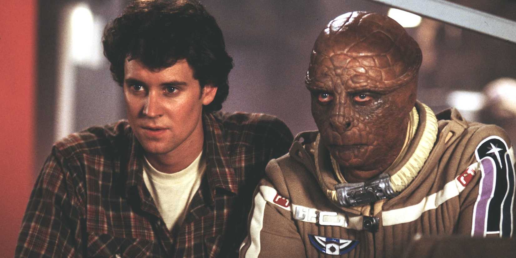 Lance Guest as Alex Rogan and Dan O'Herlihy as Grig in The Last Starfighter
