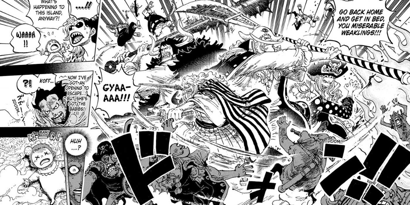 The Rocks Pirates start attacking God Valley while Dragon searches for the Garling children in One Piece Chapter 1161