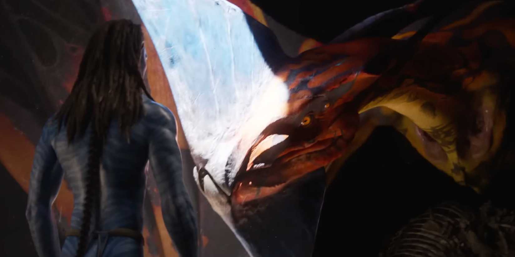 Toruk appears in front of Jake in Avatar Fire and Ash