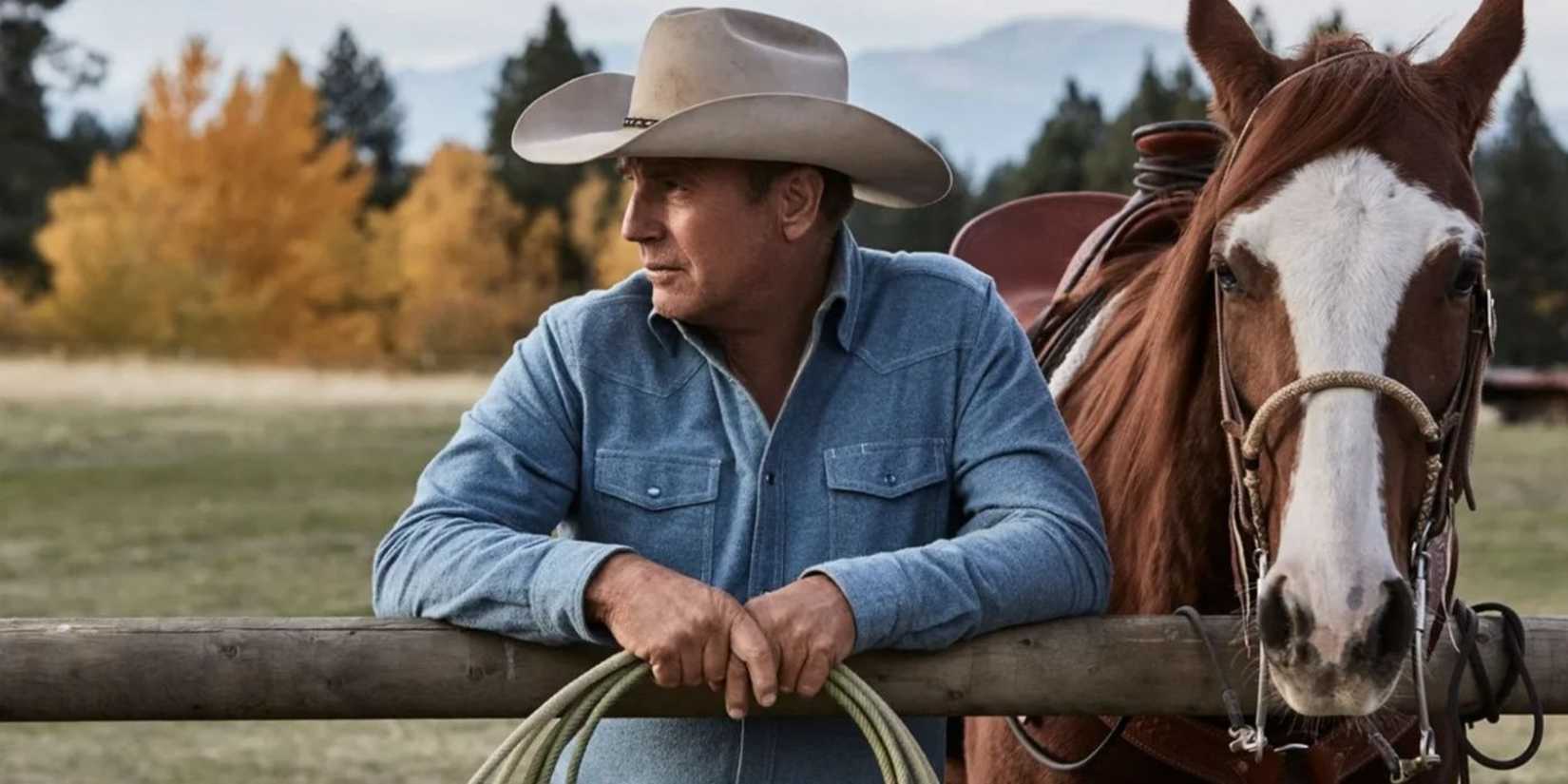 Kevin Costner poses for a Yellowstone promo image