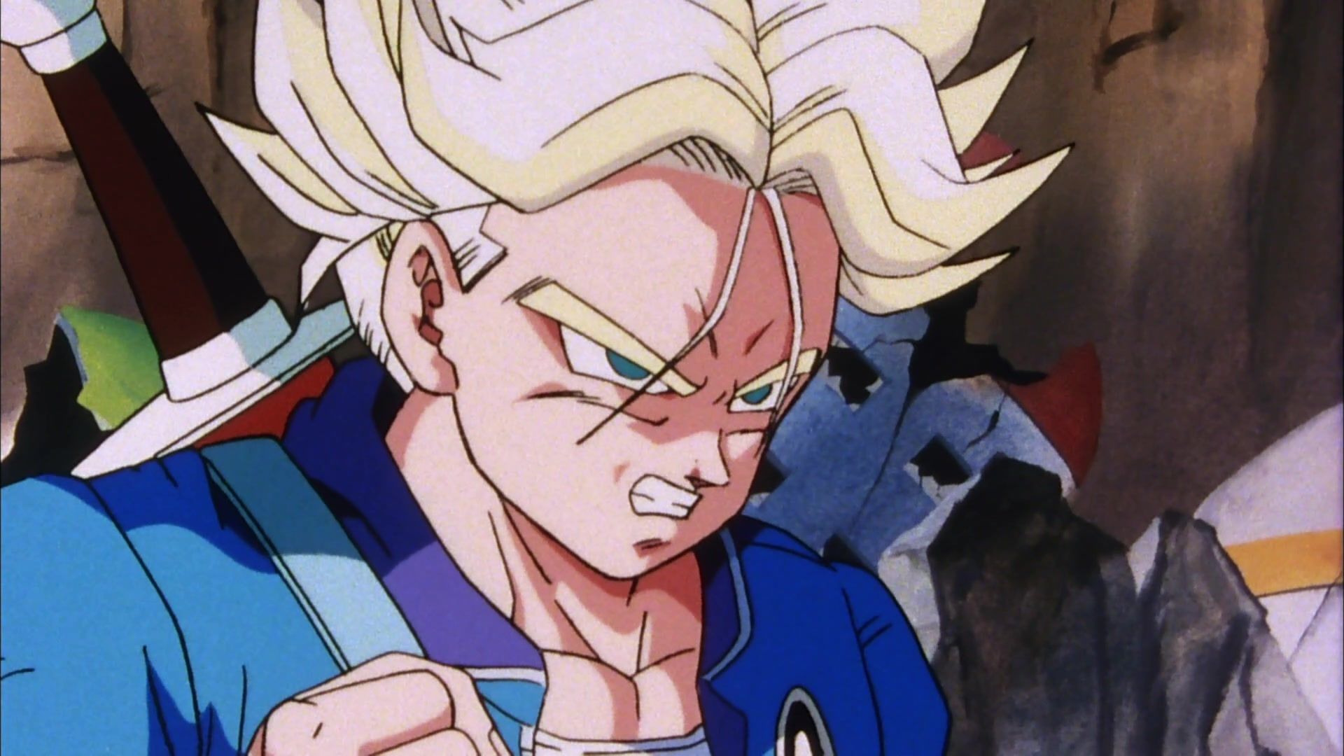 Super Saiyan Future Trunks from the 1993 anime special Dragon Ball Z: The History of Trunks.