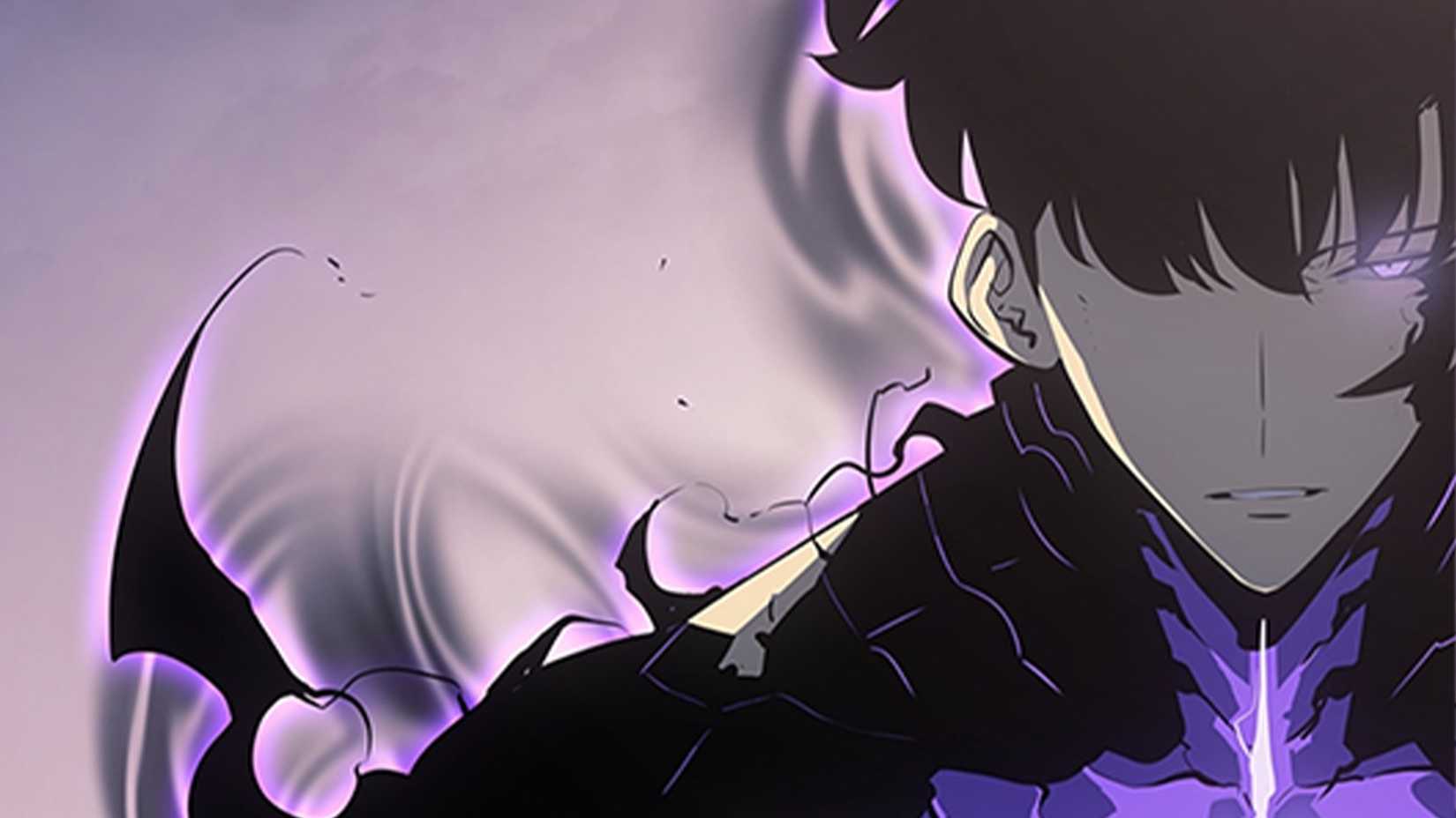 Sung Jinwoo channels the power of the Shadow Monarch in the Solo Leveling manhwa.