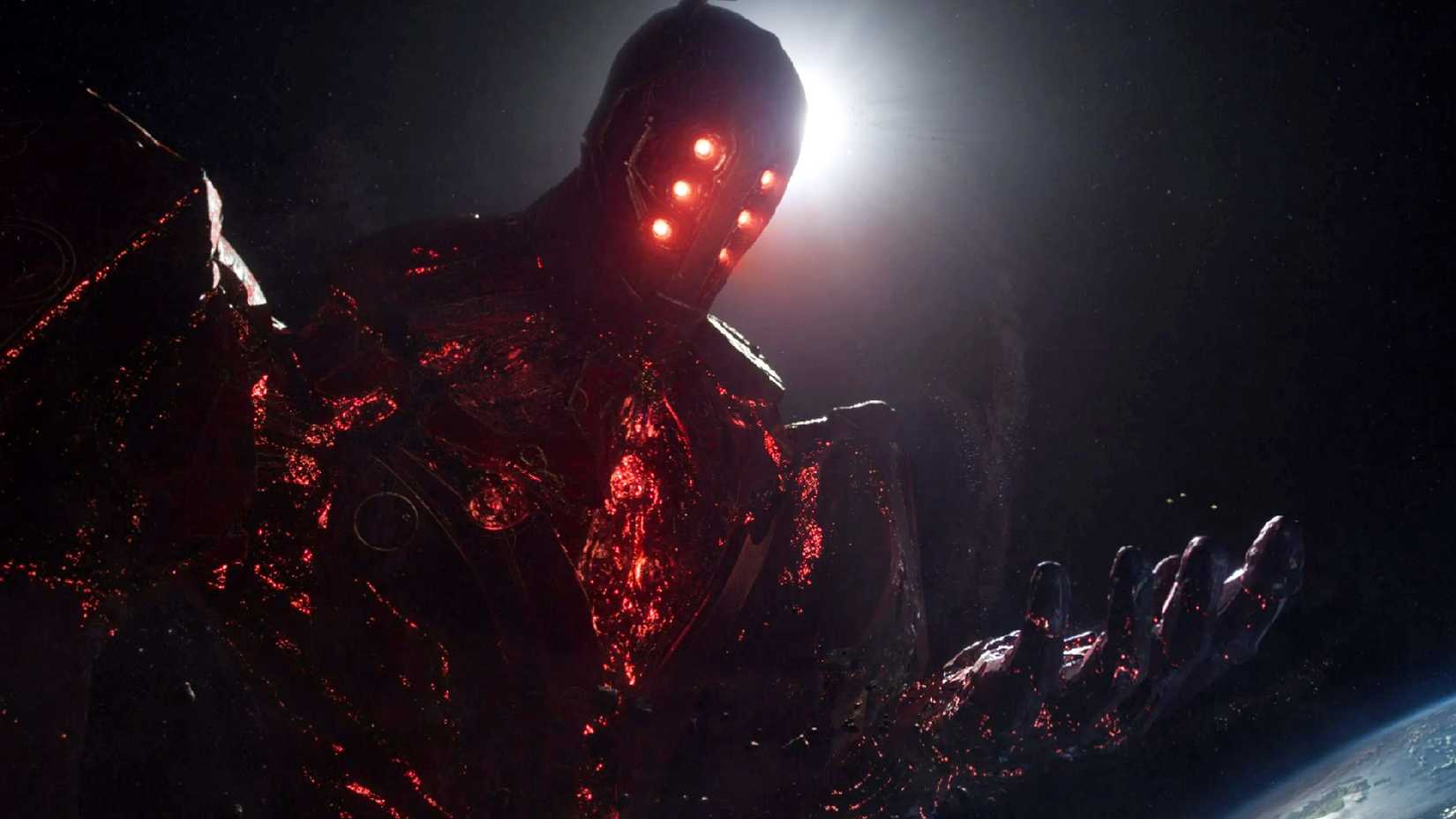 Arishem looks at Sersi in Eternals