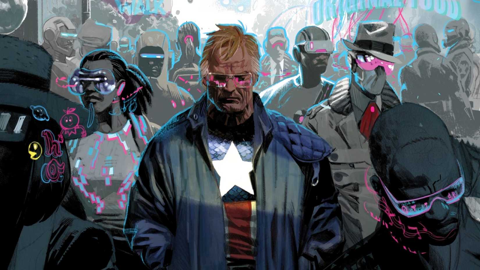 Avengers Twilight art with Captain America in sci-fi glasses