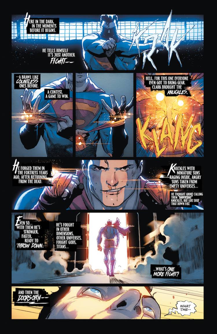 Superman gets ready for a fight