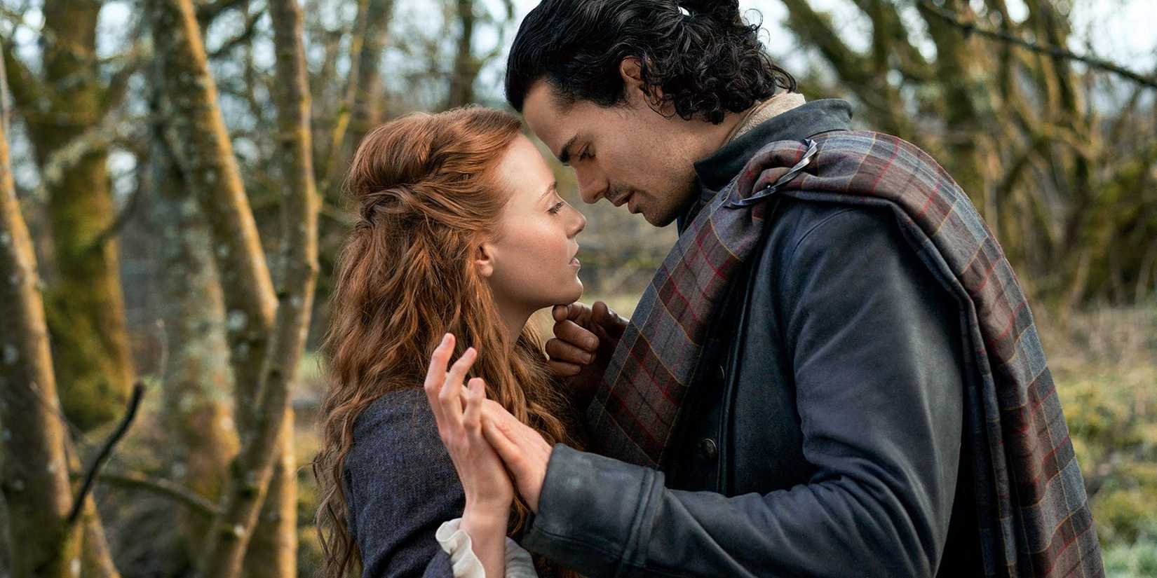 Ellen MacKenzie and Brian Fraser embrace in Outlander Blood of My Blood