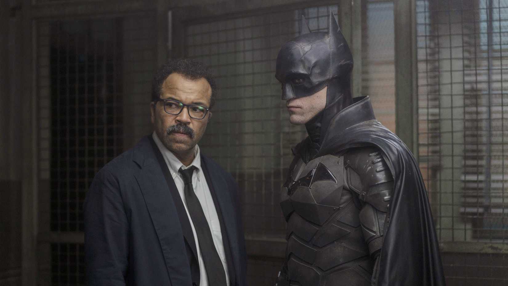 Jeffrey Wright as James Gordon, Robert Pattinson as Batman from The Batman