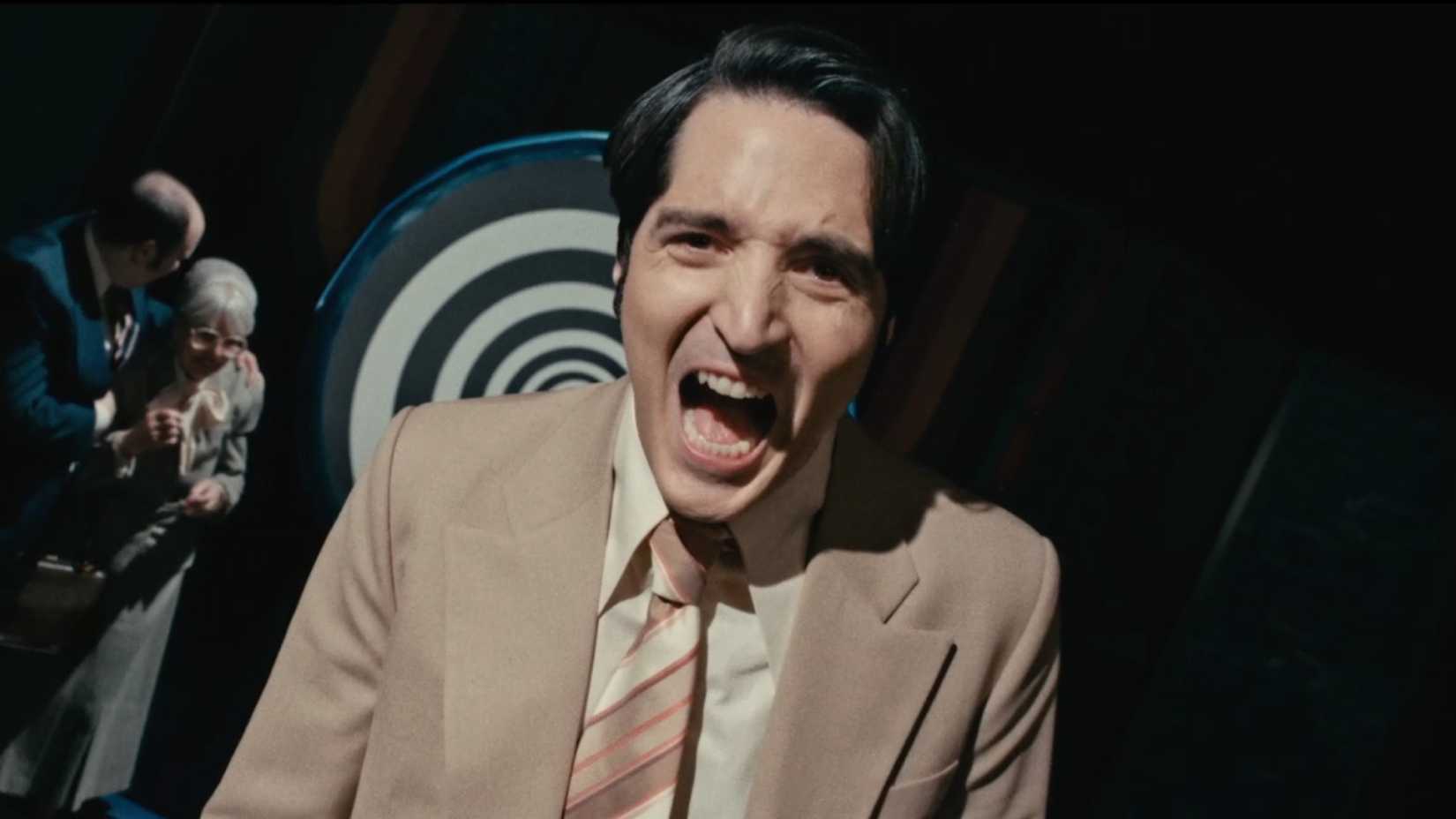 David Dastmalchian shouting in Late Night with the Devil