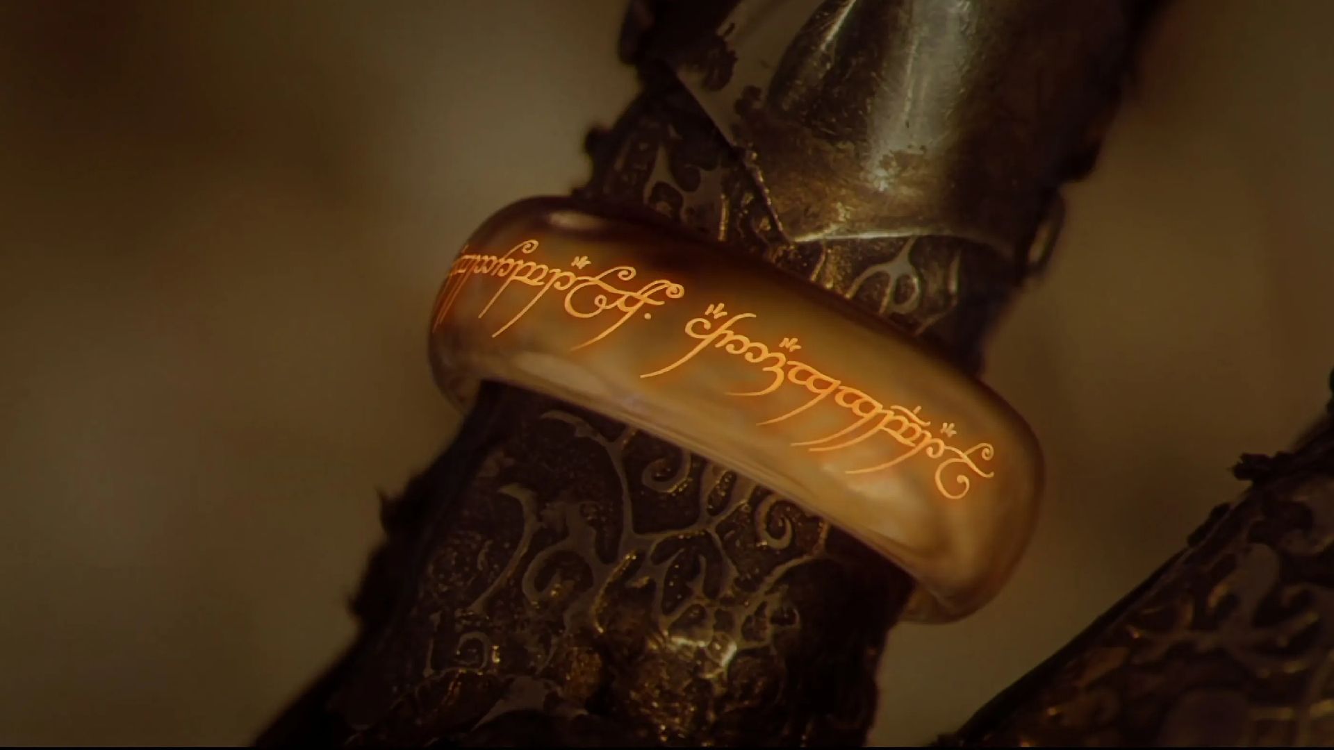 Sauron wears the One Ring in The Lord of the Rings: The Fellowship of the Ring