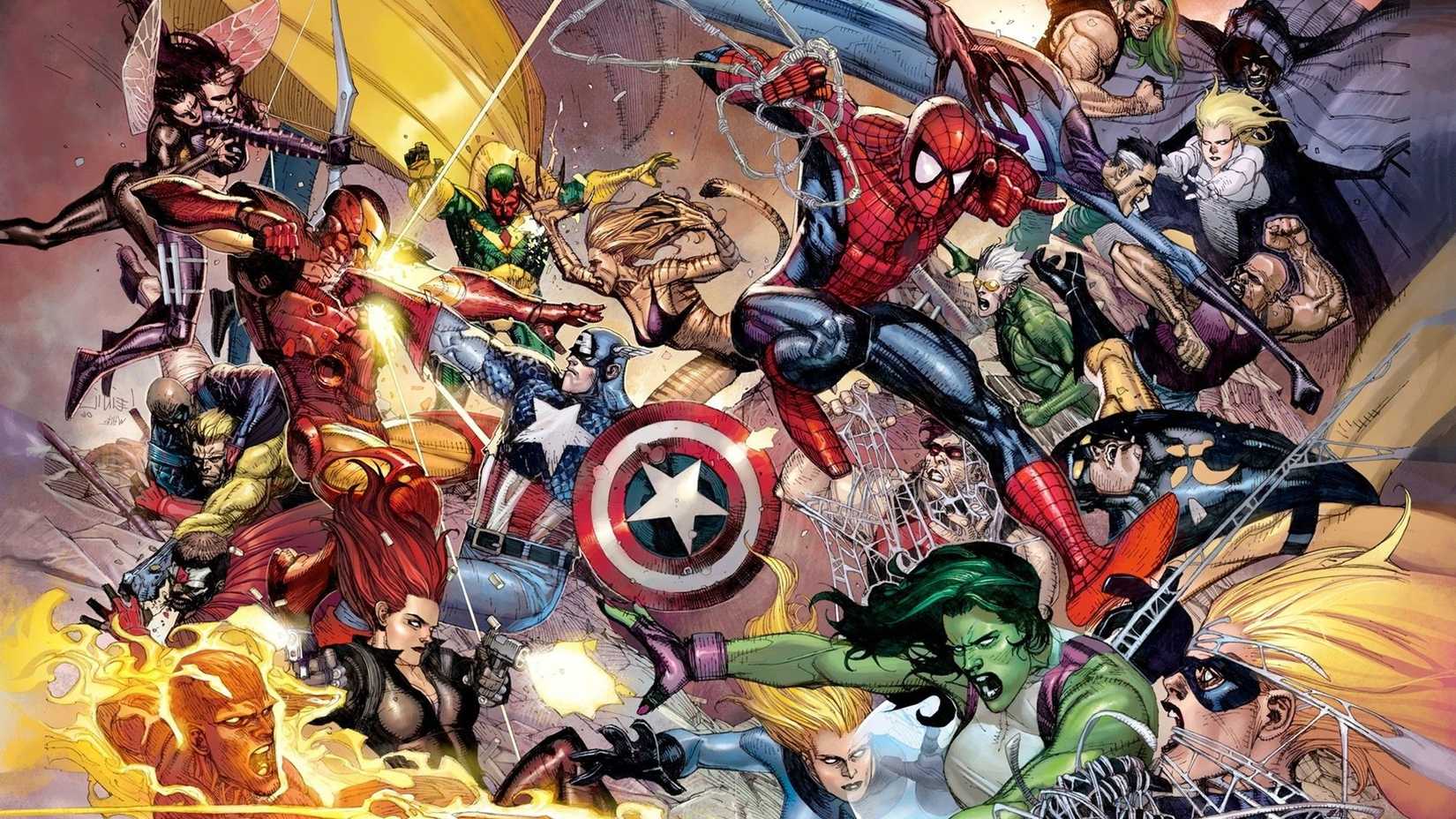 Marvel heroes fighting each other during Civil War