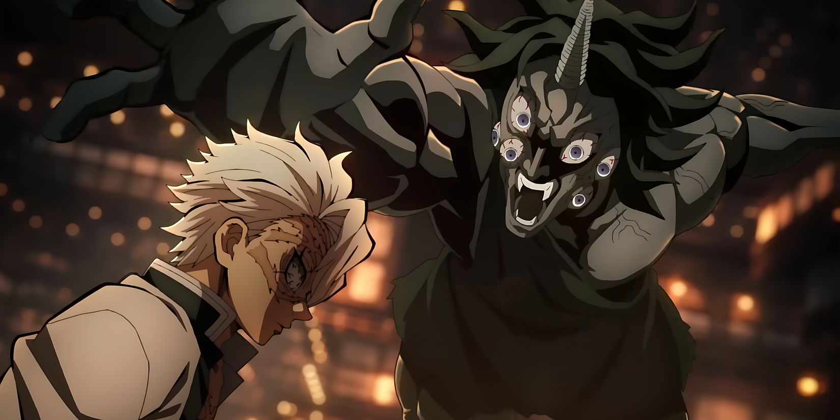 Sanemi est sur le point de tuer un démon dans le film Demon Slayer Infinity Castle