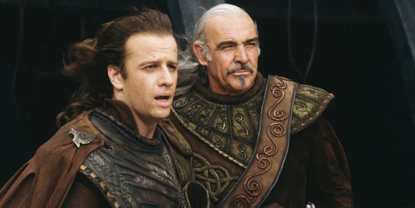Juan Sánchez-Villalobos Ramírez and Connor MacLeod look into the distance in Highlander II: The Quickening