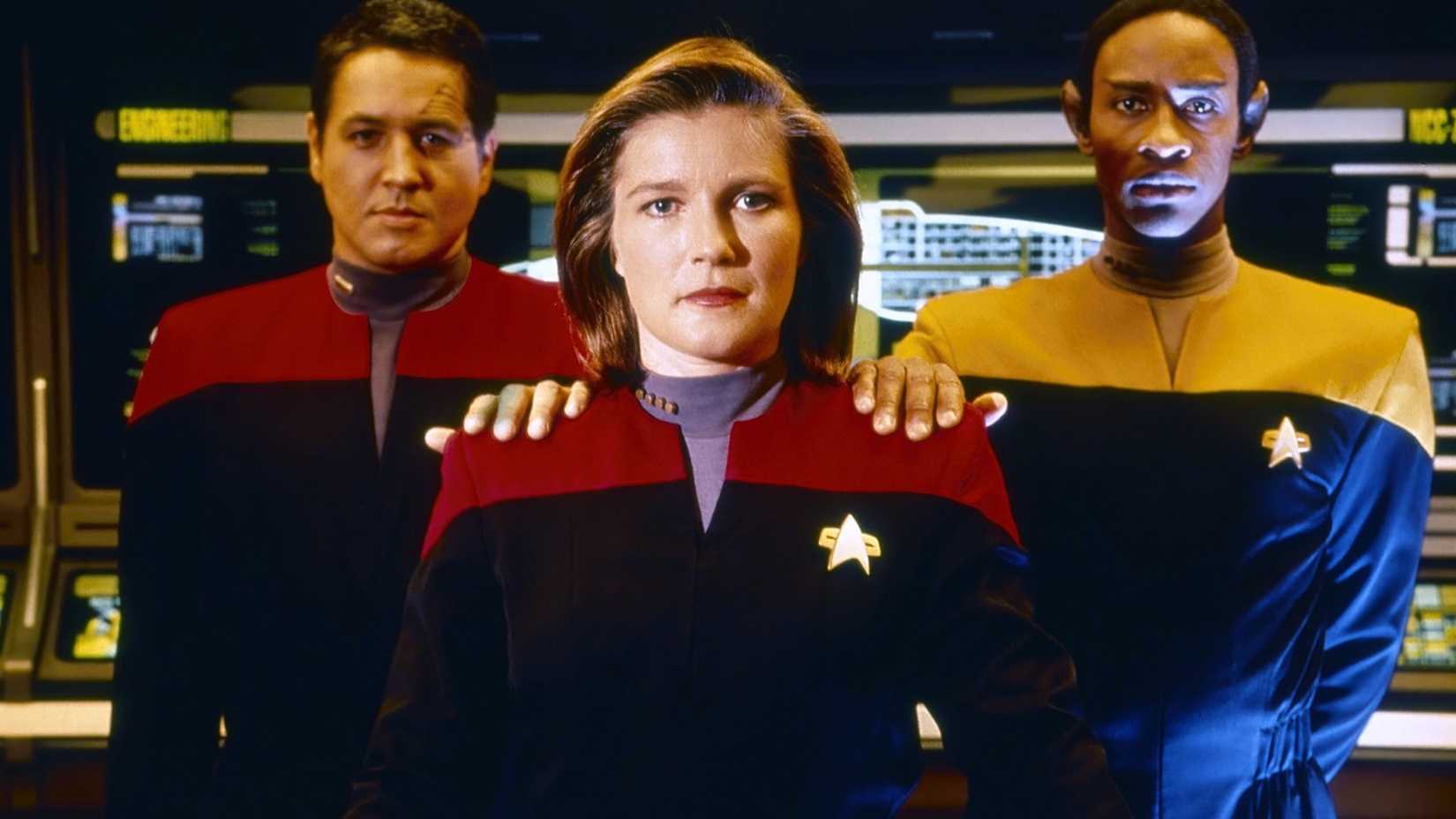 Captain Janeway with her crew