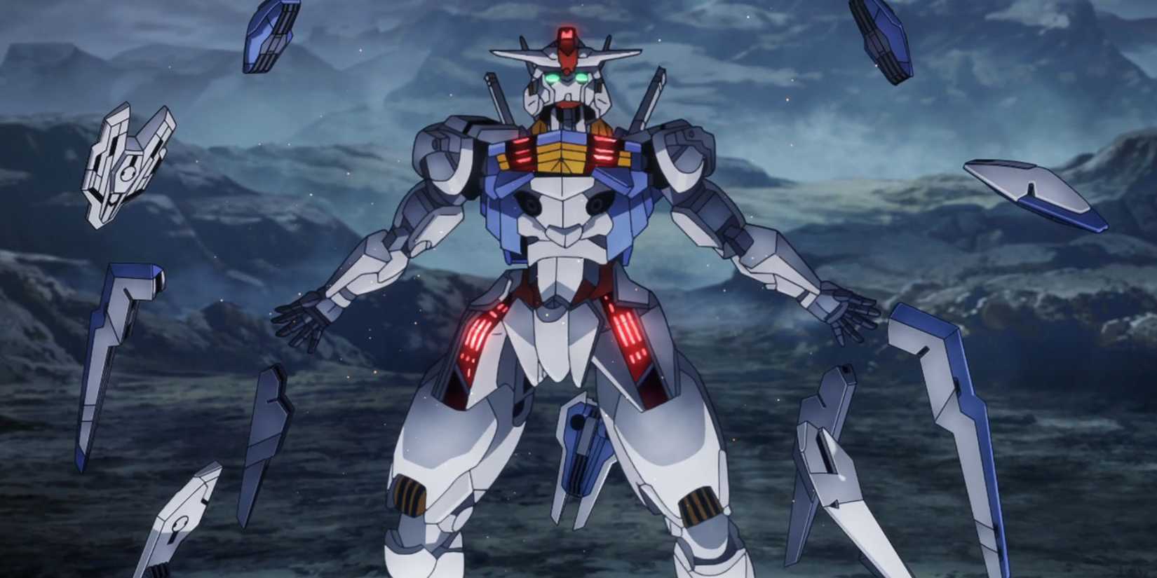 Suletta se prépare à combattre Guel dans Aerial dans Mobile Suit Gundam : The Witch From Mercury.