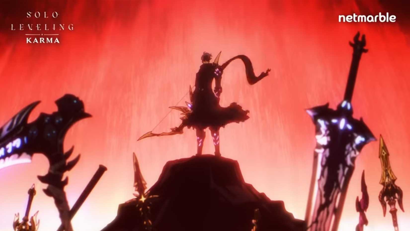 Sung Jinwoo holds a bow in Solo Leveling: Karma Opening