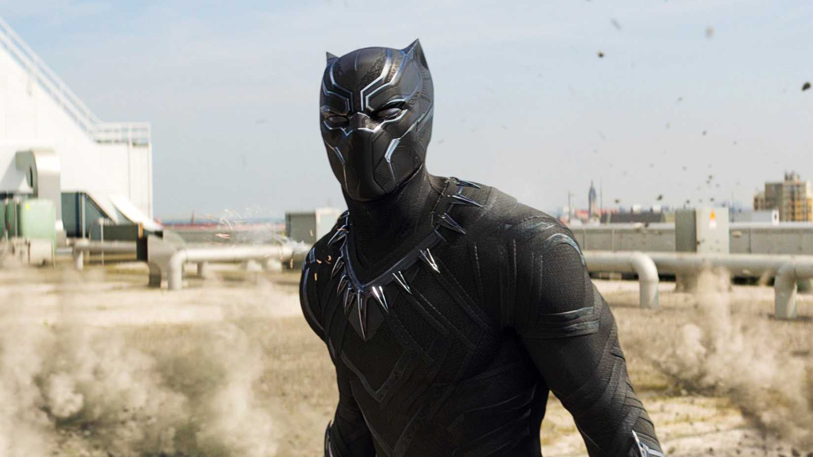 T'Challa Black Panther (Chadwick Boseman) prepares for an attack in Captain America: Civil War