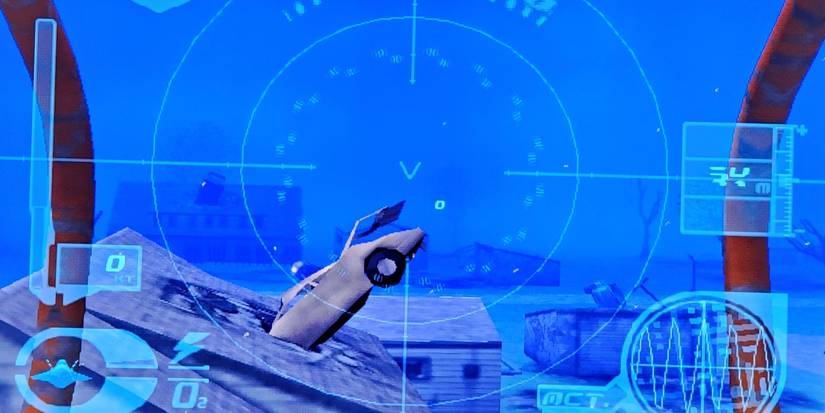 Eksplorasi bawah laut dalam permainan video Blue Submarine No. 6.