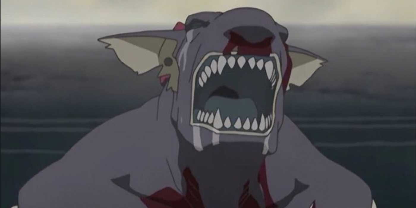 An aquatic mutant attacks in Blue Submarine No. 6.