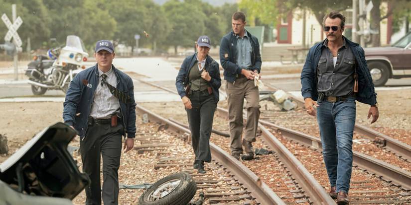 Caleb Foote as Randy Mariel Molino as Lala Dominguez Austin Stowell as Gibbs and Kyle Schmid as Mike Franks in NCIS Origins Crossover Episode