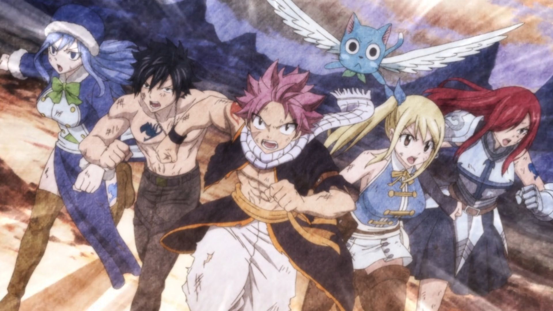 Fairy Tail's Team Natsu running ahead