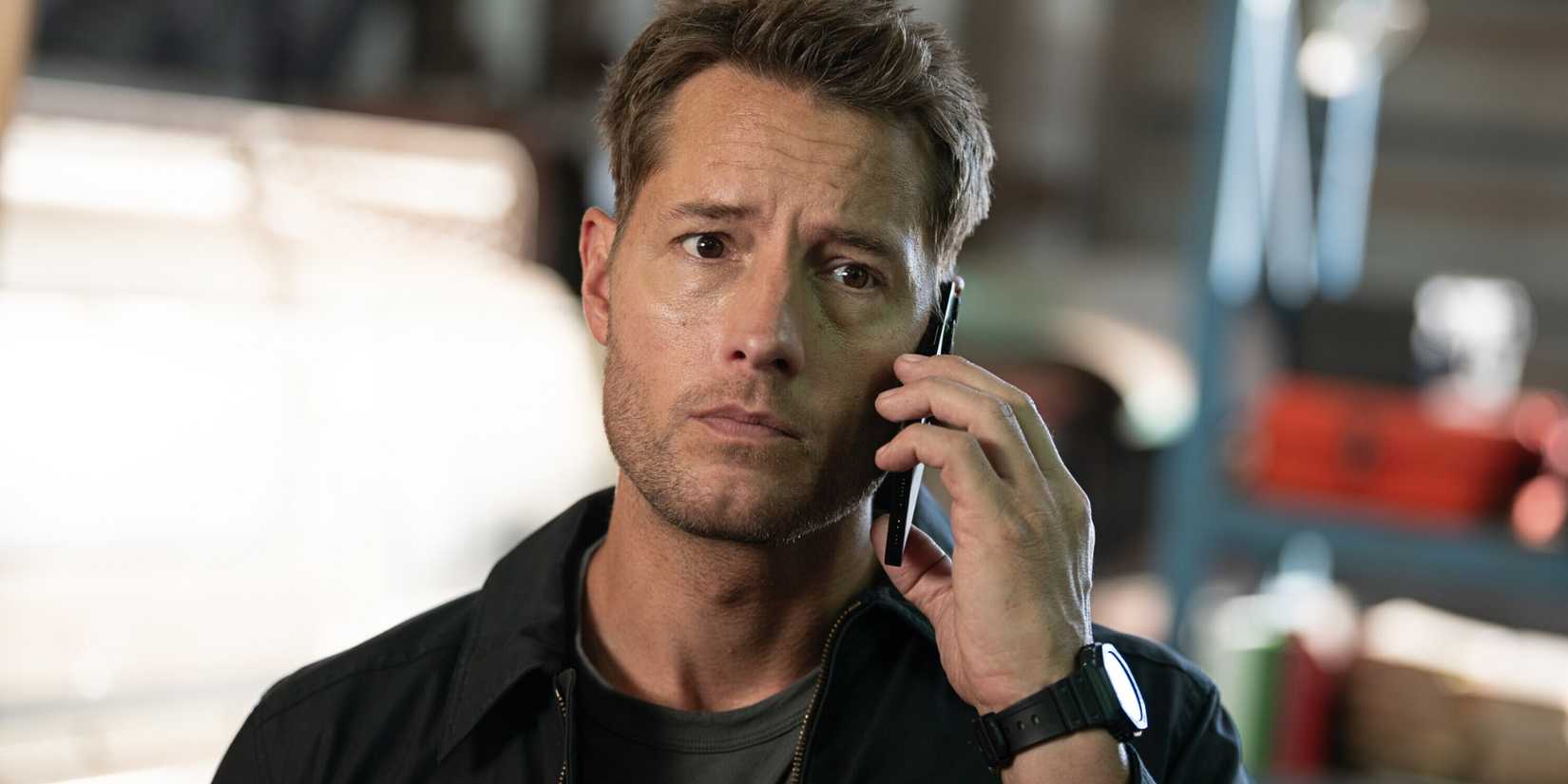Justin Hartley as Colter on the phone in Tracker 'Angel'