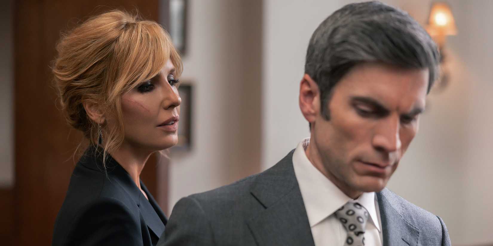 Kelly Reilly as Beth Dutton and Wes Bentley as Jamie Dutton in Yellowstone Season 1 Episode 6