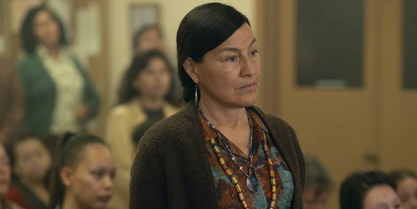 Rose stands in a town hall meeting in HBO's IT Welcome to Derry Season 1 - Episode 3