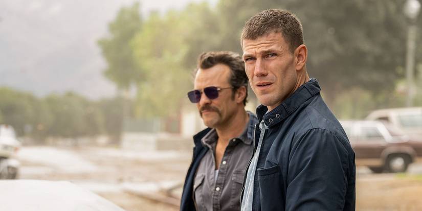 Kyle Schmid as Mike Franks and Austin Stowell as Gibbs in NCIS Origins crossover episode