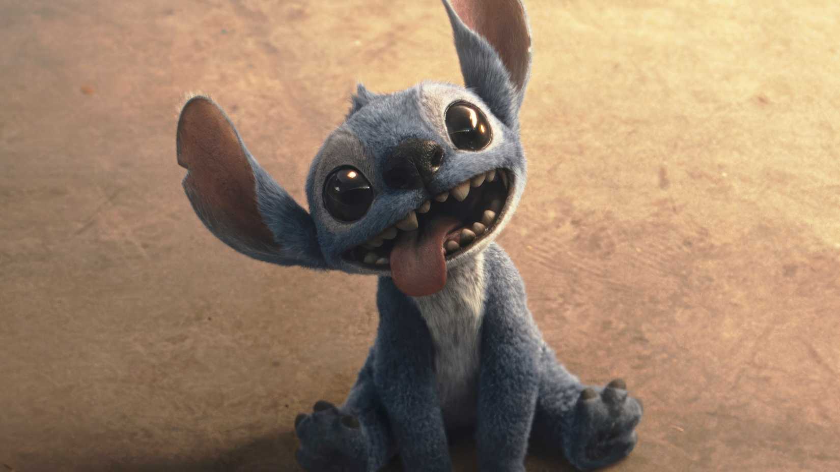 Stitch sits adorably in Lilo & Stitch (2025)