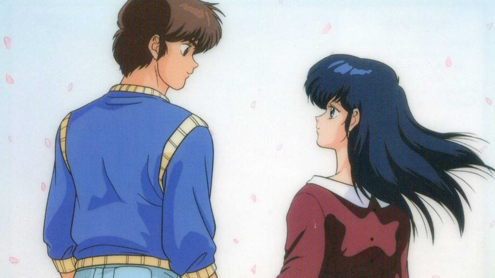 Maison Ikkoku protagonists looking into each other's eyes.