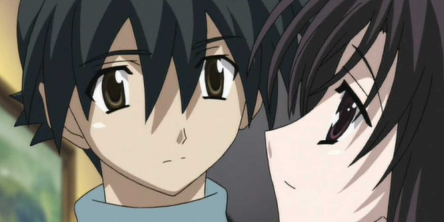 Makoto Ito looks fondly at Kotonoha Katsura in School Days.
