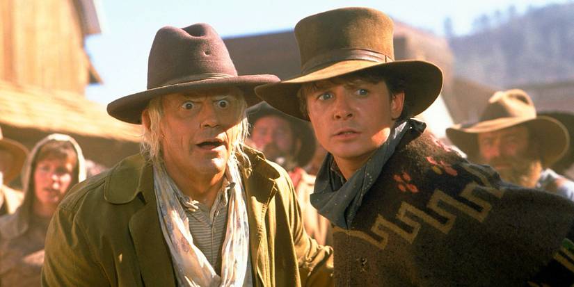 Marty and Doc look at the bad guy in BACK TO THE FUTURE PART III