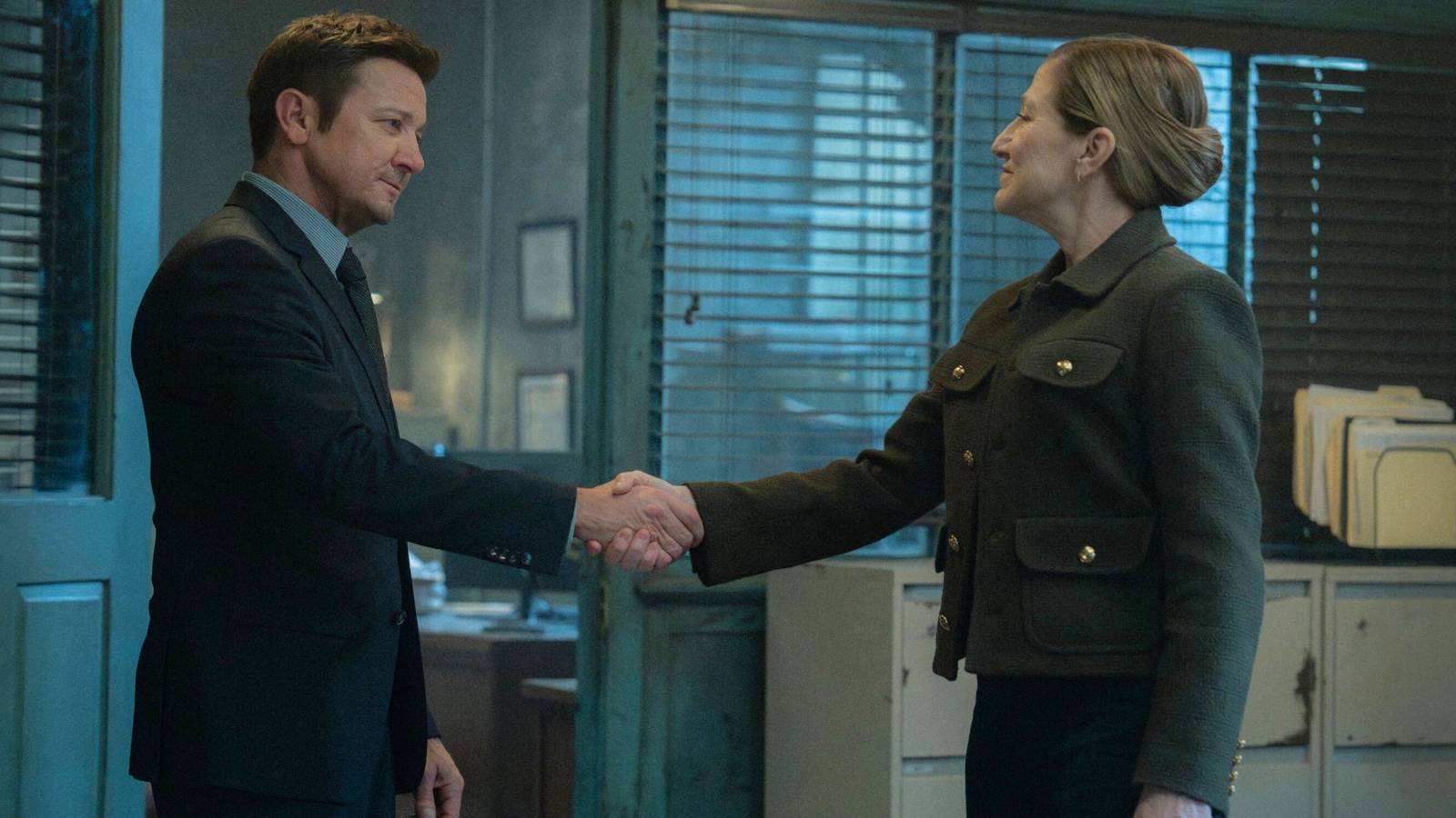 Jeremy Renner & Edie Falco Face Each Other in Mayor of Kingstown ...