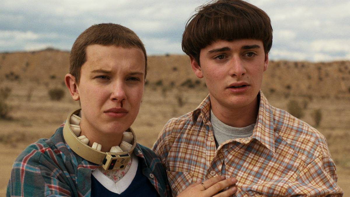 Eleven and Will embrace in the desert in Stranger Things Season 4, Episode 8
