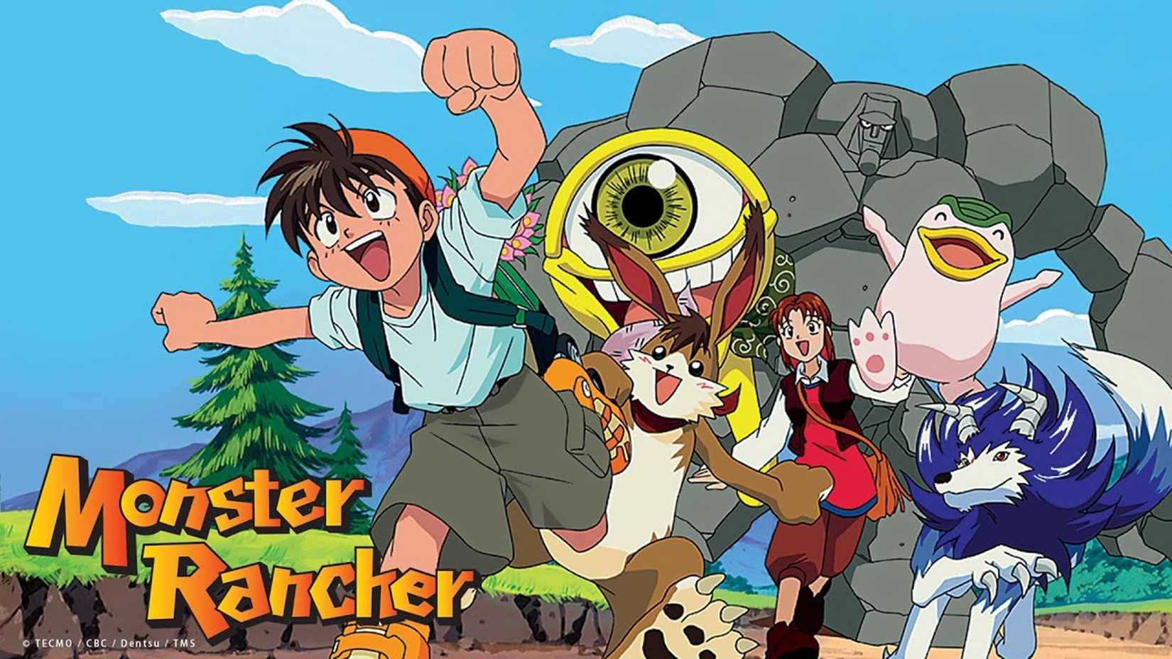 Imagem de Monster Rancher mostrando o elenco completo.