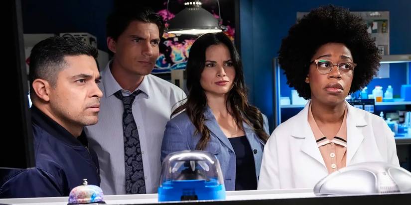 Nick Torres (Wilmer Valderrama) Sawyer, Jessica Knight (Katrina Law) and Kasie Hines (Diona Reasonover) in the NCIS lab